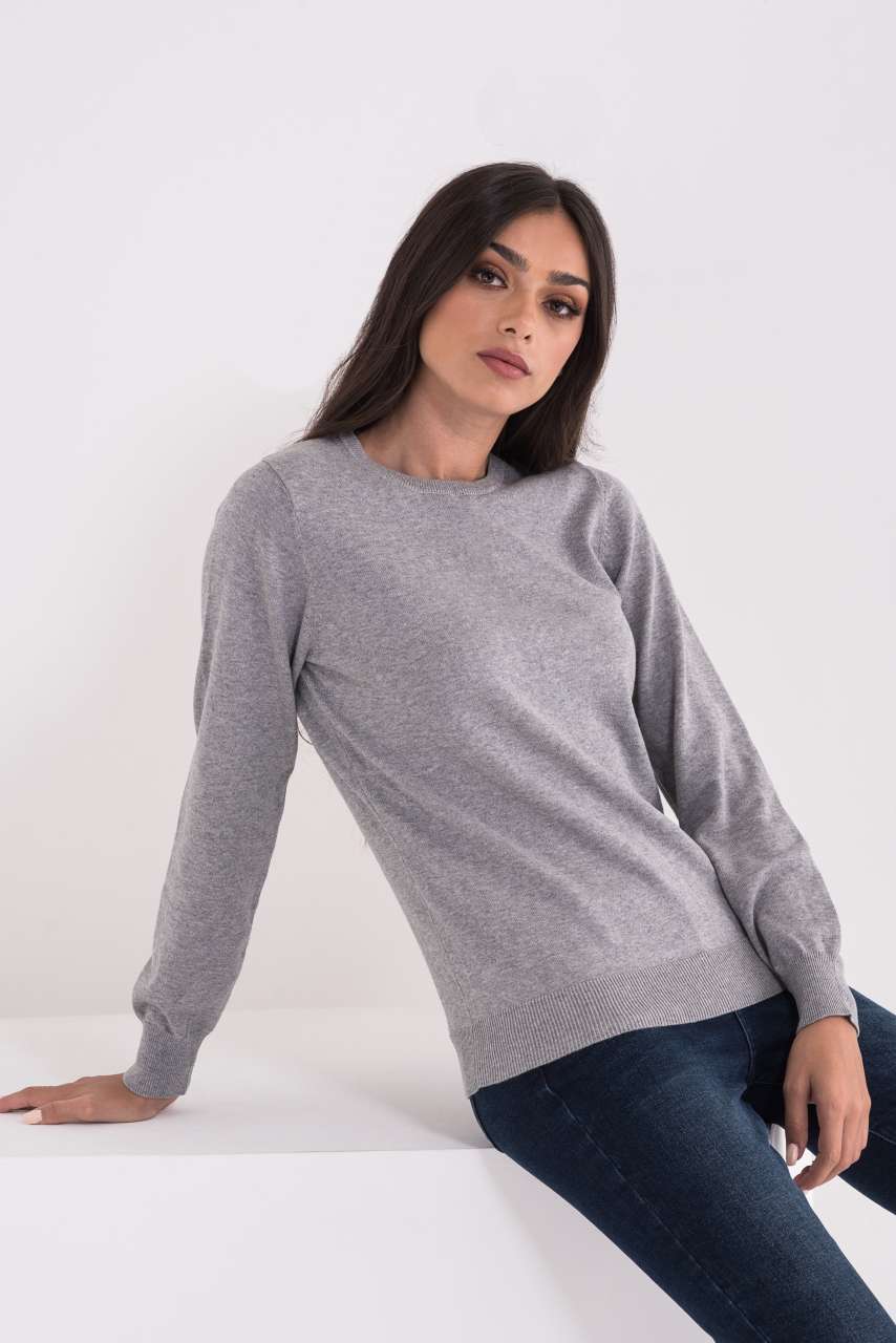LWL9188 - LADIES’ CREW NECK FINE GAUGE COTTON PULLOVER