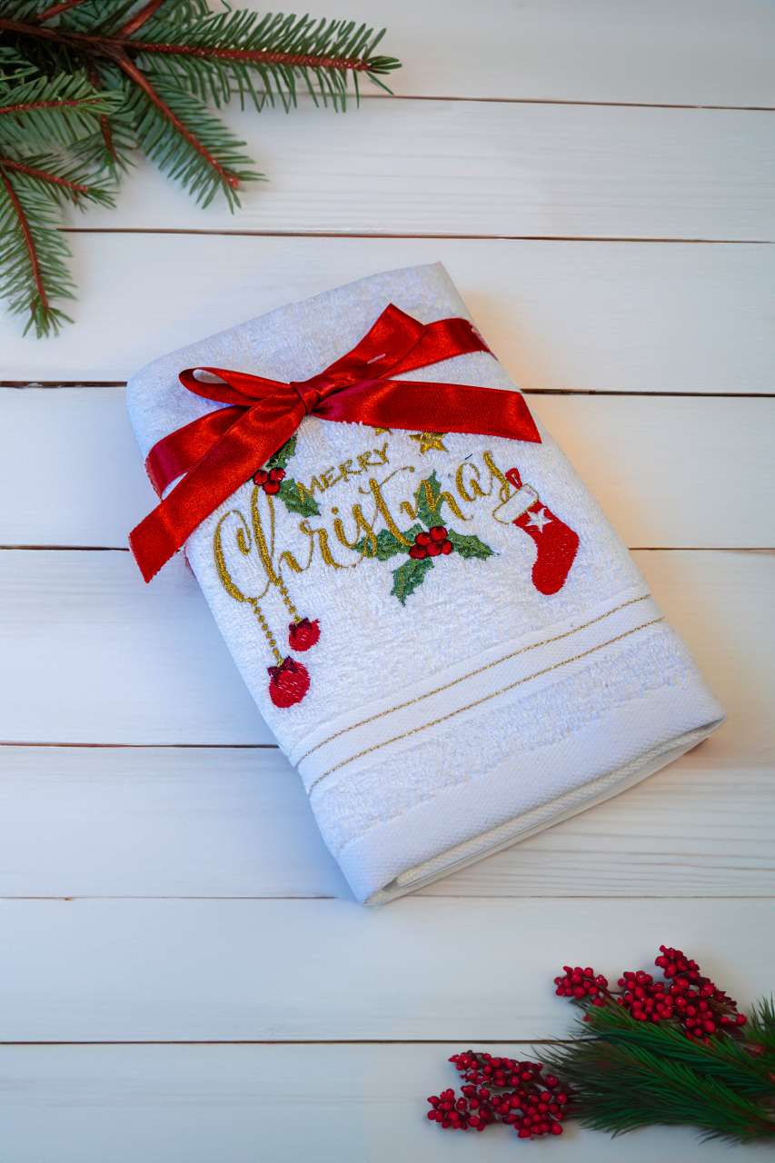OLXMAS03 - OLIMA CHRISTMAS TOWEL - MERRY CHRISTMAS ORNAMENTS