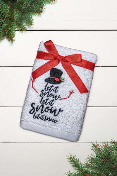 OLXMAS12 - OLIMA CHRISTMAS TOWEL - LET IT SNOW SNOWMAN