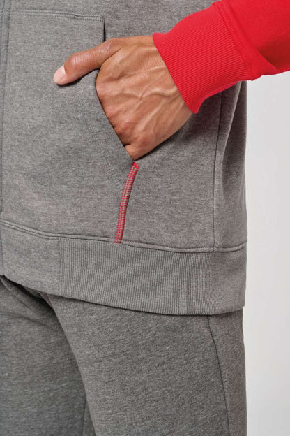 PA380 - UNISEX TWO-TONE ZIPPED HOODED FLEECE JACKET