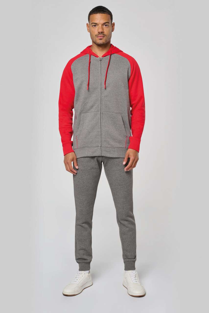 PA380 - UNISEX TWO-TONE ZIPPED HOODED FLEECE JACKET