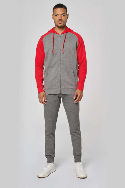 PA380 - UNISEX TWO-TONE ZIPPED HOODED FLEECE JACKET