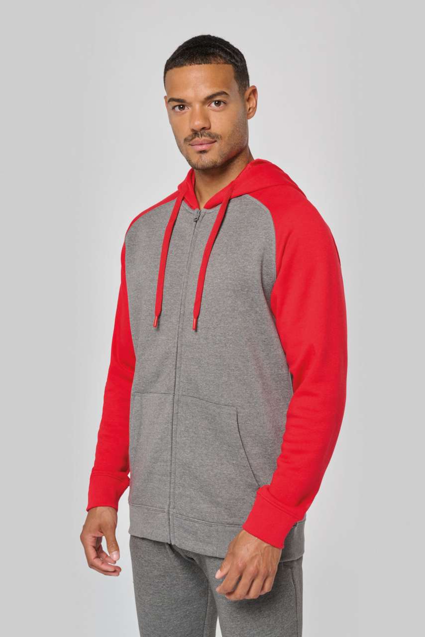 PA380 - UNISEX TWO-TONE ZIPPED HOODED FLEECE JACKET