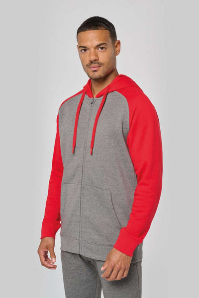 PA380 - UNISEX TWO-TONE ZIPPED HOODED FLEECE JACKET