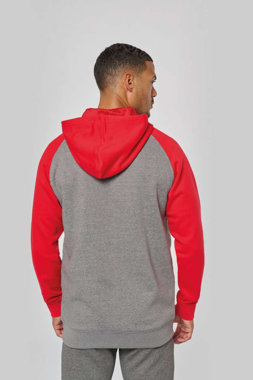 PA380 - UNISEX TWO-TONE ZIPPED HOODED FLEECE JACKET