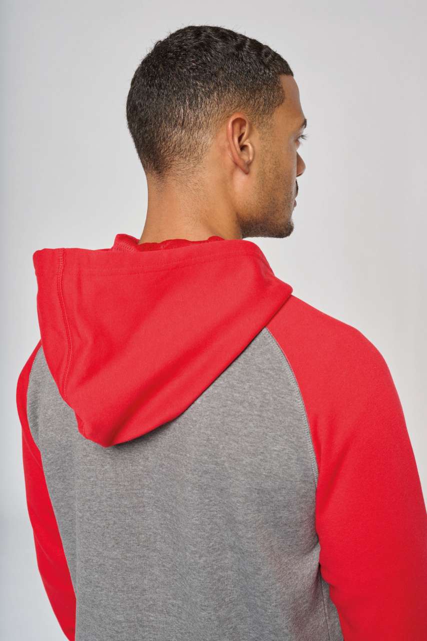 PA380 - UNISEX TWO-TONE ZIPPED HOODED FLEECE JACKET