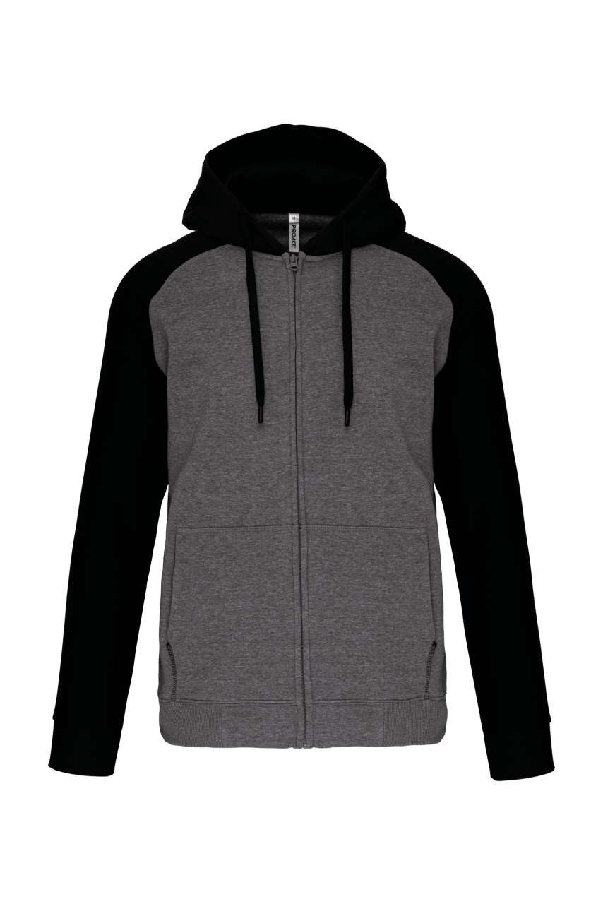 PA380 - UNISEX TWO-TONE ZIPPED HOODED FLEECE JACKET