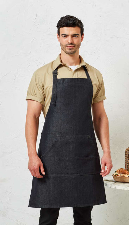 PR126 - JEANS STITCH DENIM BIB APRON