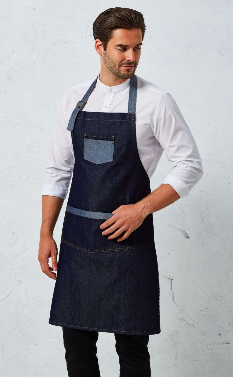 PR127 - 'DOMAIN' CONTRAST DENIM BIB APRON