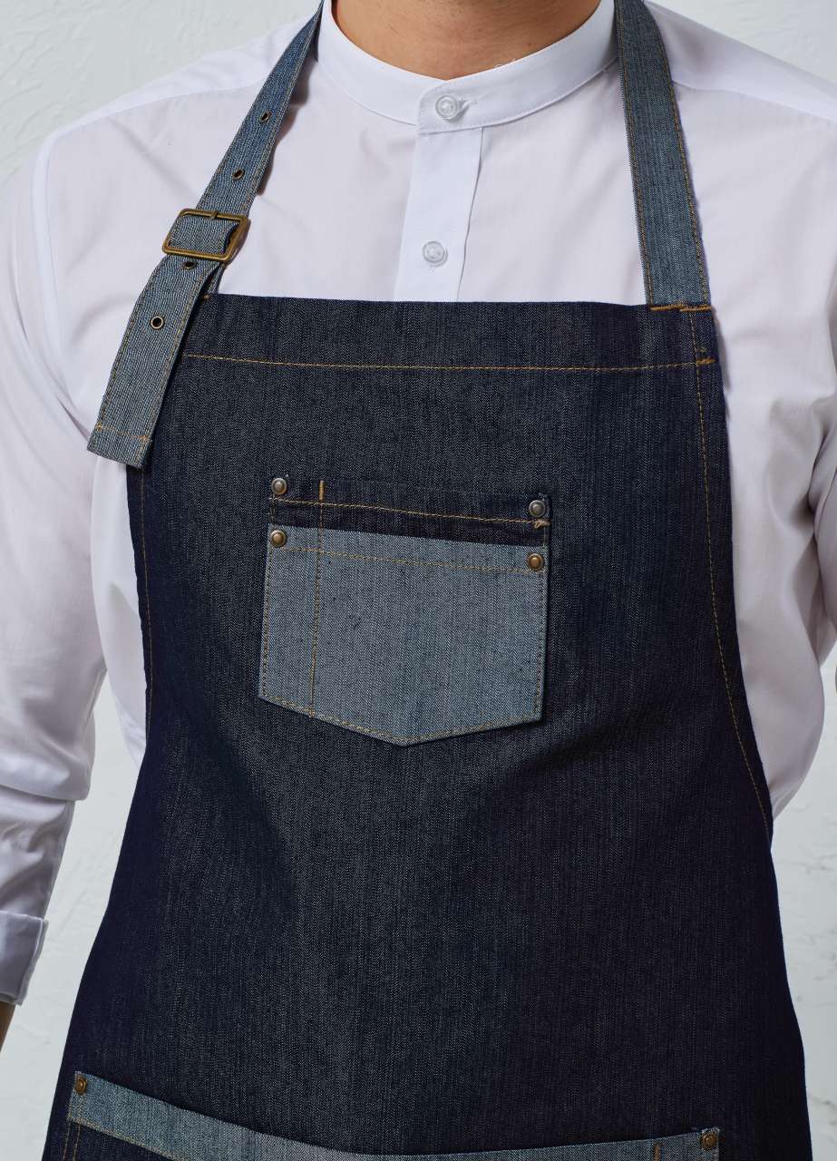 PR127 - 'DOMAIN' CONTRAST DENIM BIB APRON