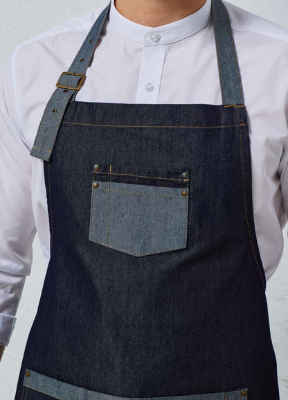 PR127 - 'DOMAIN' CONTRAST DENIM BIB APRON