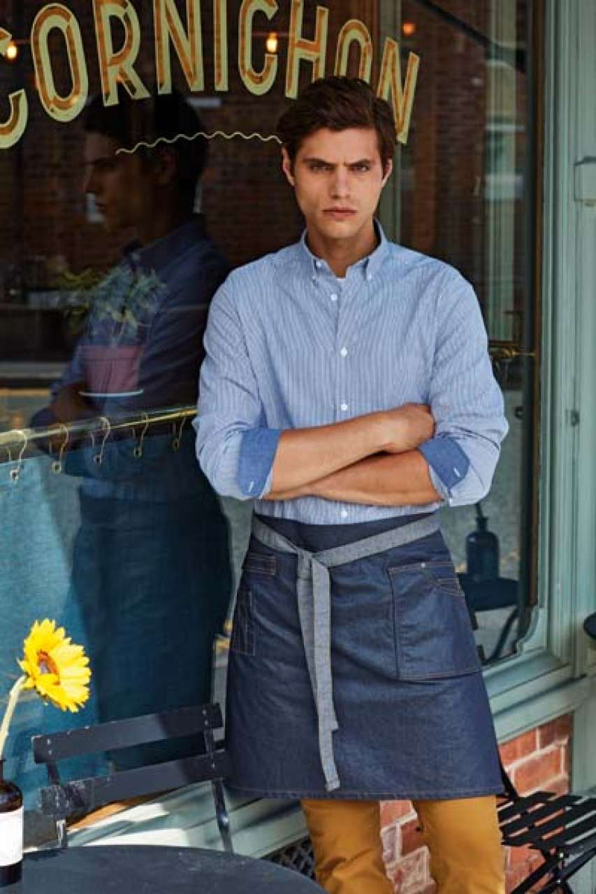 PR135 - 'DIVISION' WAXED LOOK DENIM WAIST APRON