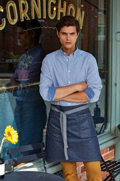 PR135 - 'DIVISION' WAXED LOOK DENIM WAIST APRON