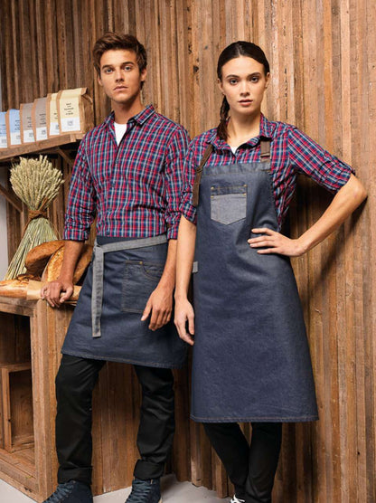 PR135 - 'DIVISION' WAXED LOOK DENIM WAIST APRON