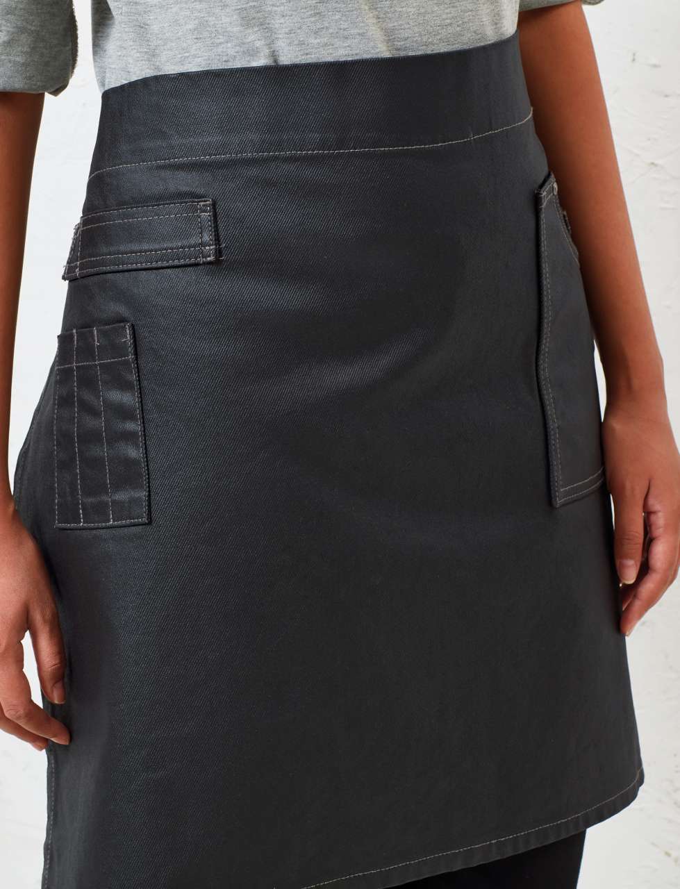 PR135 - 'DIVISION' WAXED LOOK DENIM WAIST APRON
