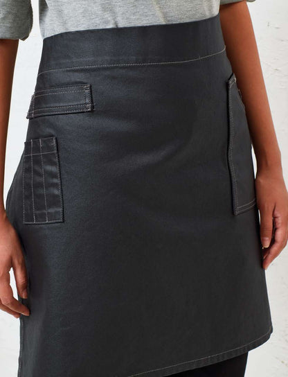 PR135 - 'DIVISION' WAXED LOOK DENIM WAIST APRON
