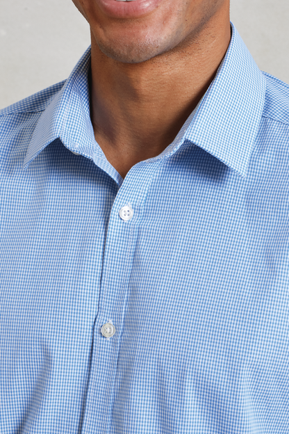 PR220 - MEN'S LONG SLEEVE GINGHAM COTTON MICROCHECK SHIRT