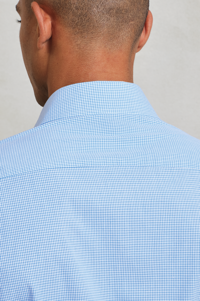 PR220 - MEN'S LONG SLEEVE GINGHAM COTTON MICROCHECK SHIRT