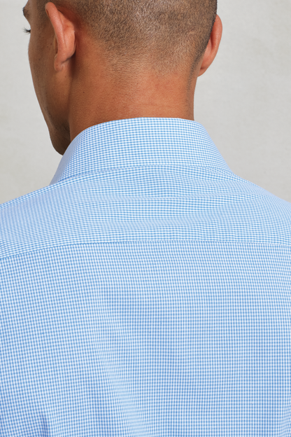 PR220 - MEN'S LONG SLEEVE GINGHAM COTTON MICROCHECK SHIRT