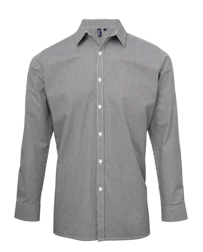 PR220 - MEN'S LONG SLEEVE GINGHAM COTTON MICROCHECK SHIRT