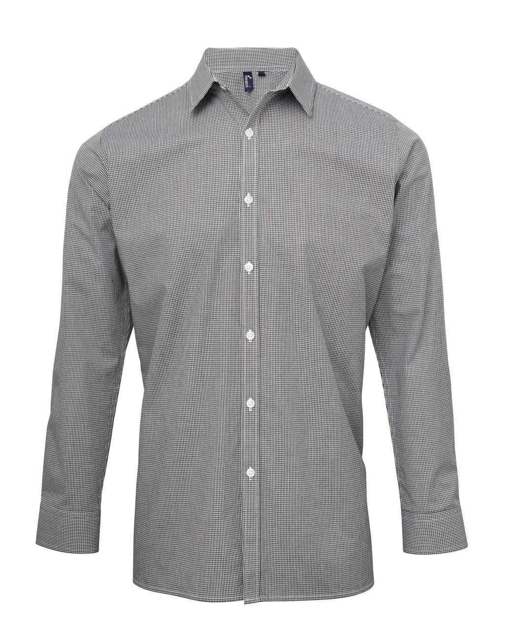 PR220 - MEN'S LONG SLEEVE GINGHAM COTTON MICROCHECK SHIRT