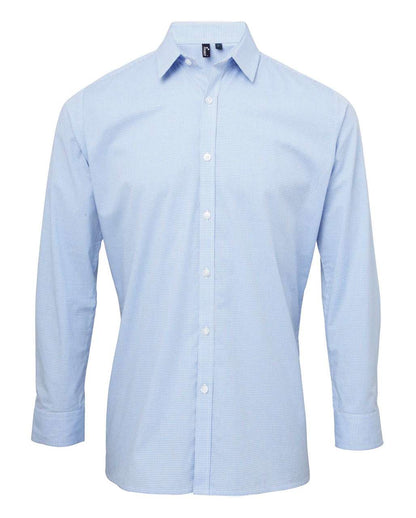 PR220 - MEN'S LONG SLEEVE GINGHAM COTTON MICROCHECK SHIRT