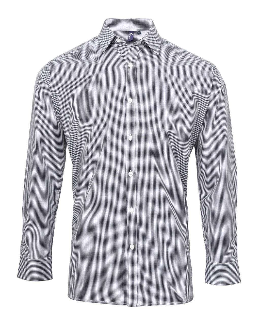 PR220 - MEN'S LONG SLEEVE GINGHAM COTTON MICROCHECK SHIRT