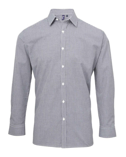 PR220 - MEN'S LONG SLEEVE GINGHAM COTTON MICROCHECK SHIRT