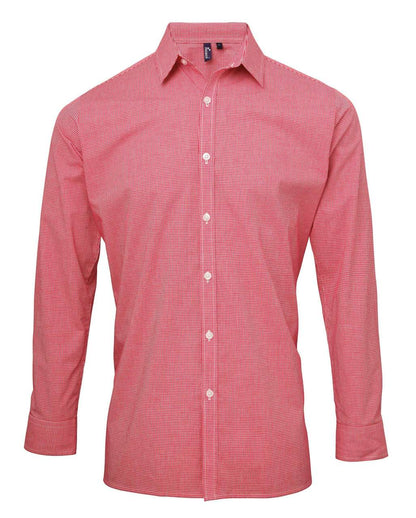 PR220 - MEN'S LONG SLEEVE GINGHAM COTTON MICROCHECK SHIRT