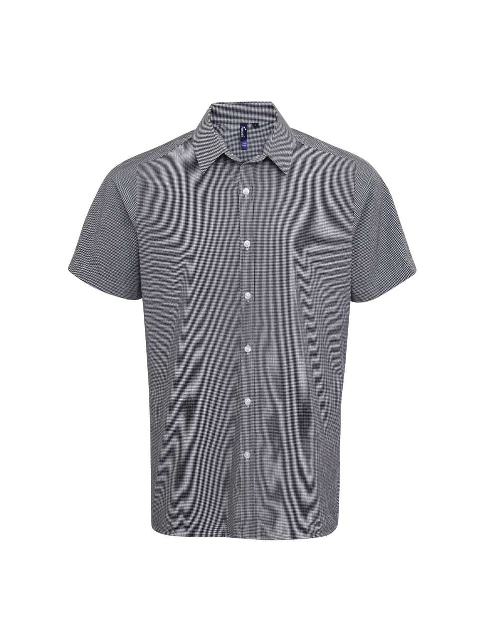 PR221 - MEN'S SHORT SLEEVE GINGHAM COTTON MICROCHECK SHIRT