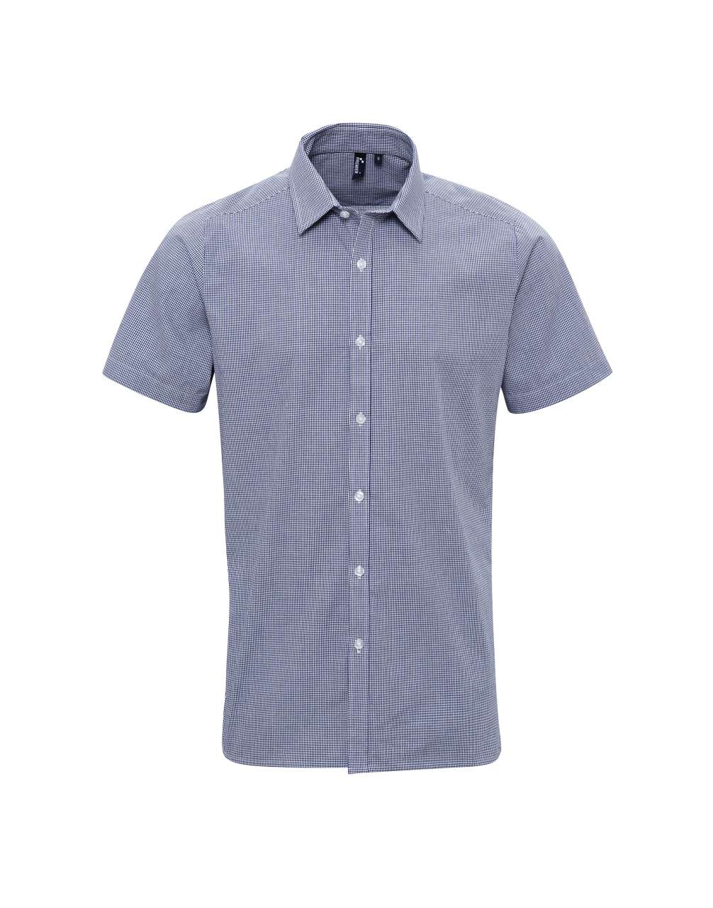 PR221 - MEN'S SHORT SLEEVE GINGHAM COTTON MICROCHECK SHIRT