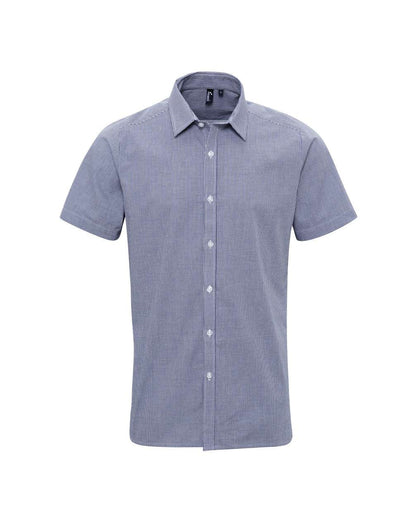 PR221 - MEN'S SHORT SLEEVE GINGHAM COTTON MICROCHECK SHIRT