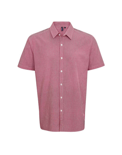 PR221 - MEN'S SHORT SLEEVE GINGHAM COTTON MICROCHECK SHIRT
