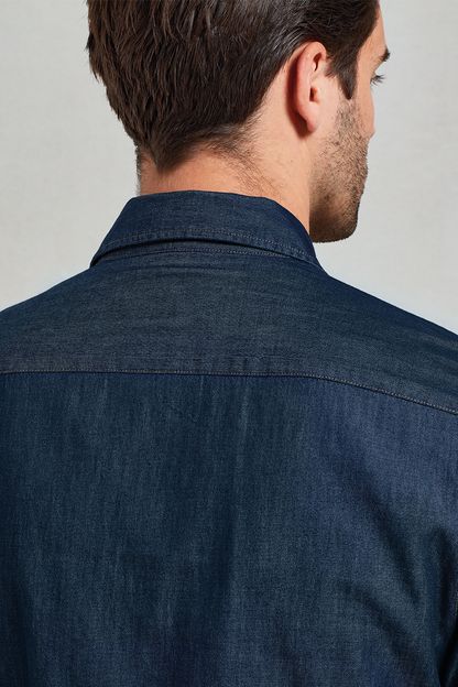 PR222 - MEN’S JEANS STITCH DENIM SHIRT