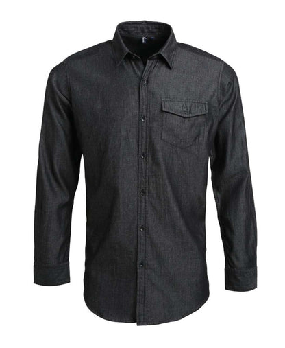 PR222 - MEN’S JEANS STITCH DENIM SHIRT