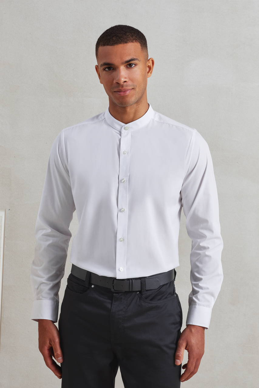 PR258 - BANDED COLLAR 'GRANDAD' LONG SLEEVE SHIRT