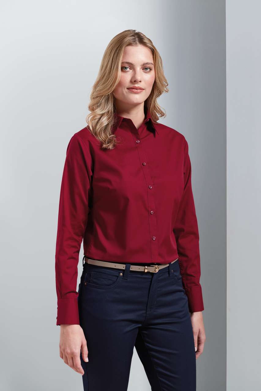 PR300 - WOMEN'S LONG SLEEVE POPLIN BLOUSE