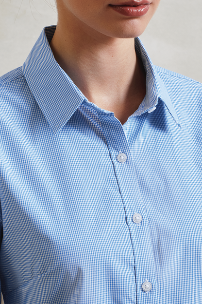 PR320 - WOMEN'S LONG SLEEVE GINGHAM MICROCHECK SHIRT
