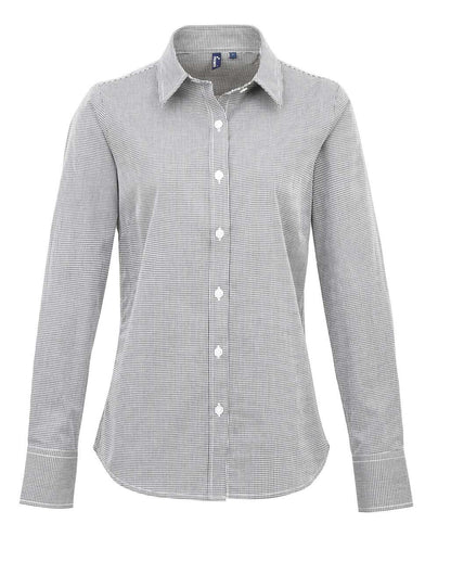 PR320 - WOMEN'S LONG SLEEVE GINGHAM MICROCHECK SHIRT