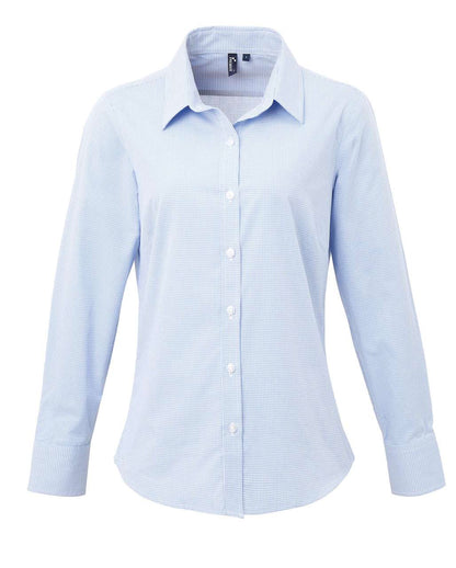 PR320 - WOMEN'S LONG SLEEVE GINGHAM MICROCHECK SHIRT