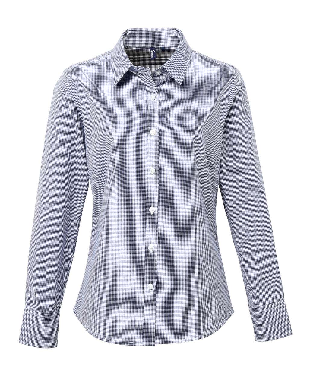 PR320 - WOMEN'S LONG SLEEVE GINGHAM MICROCHECK SHIRT