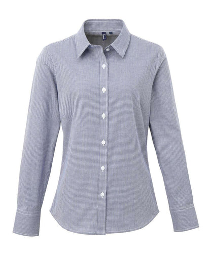 PR320 - WOMEN'S LONG SLEEVE GINGHAM MICROCHECK SHIRT