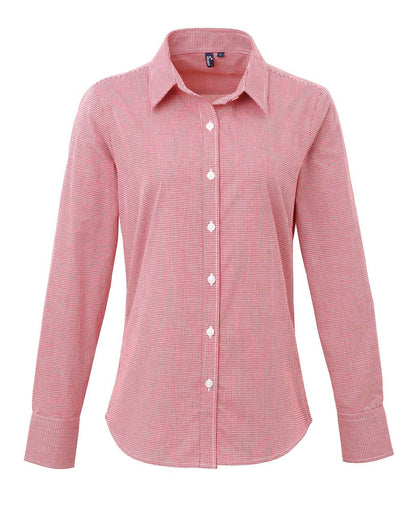 PR320 - WOMEN'S LONG SLEEVE GINGHAM MICROCHECK SHIRT