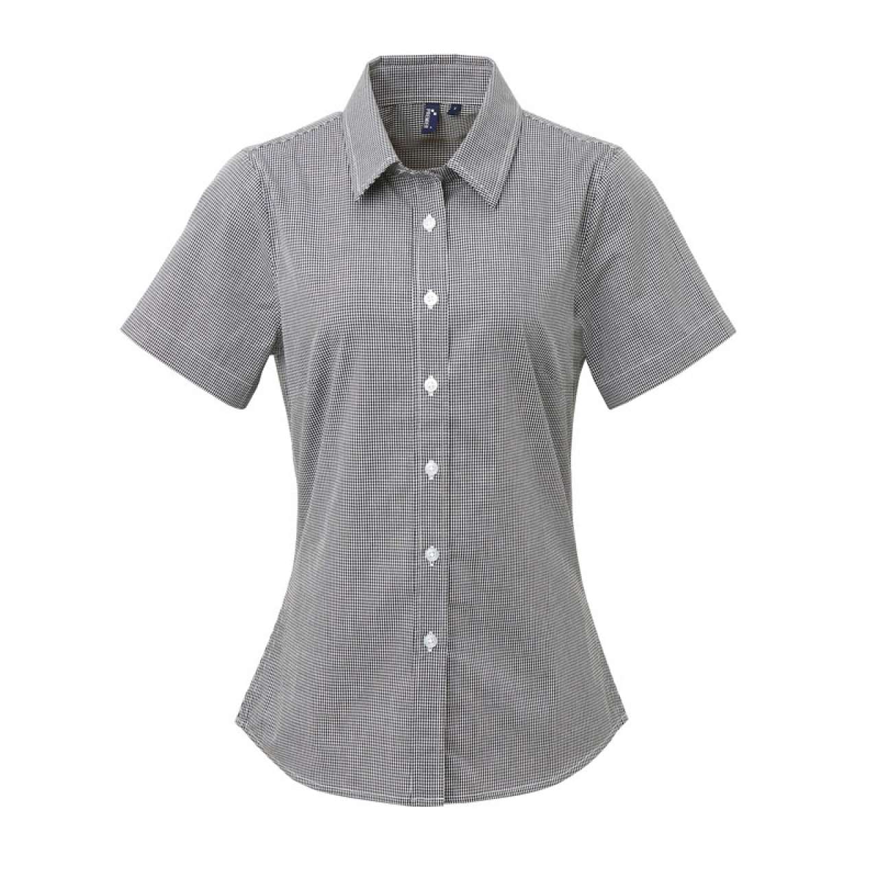 PR321 - WOMEN'S SHORT SLEEVE GINGHAM MICROCHECK SHIRT