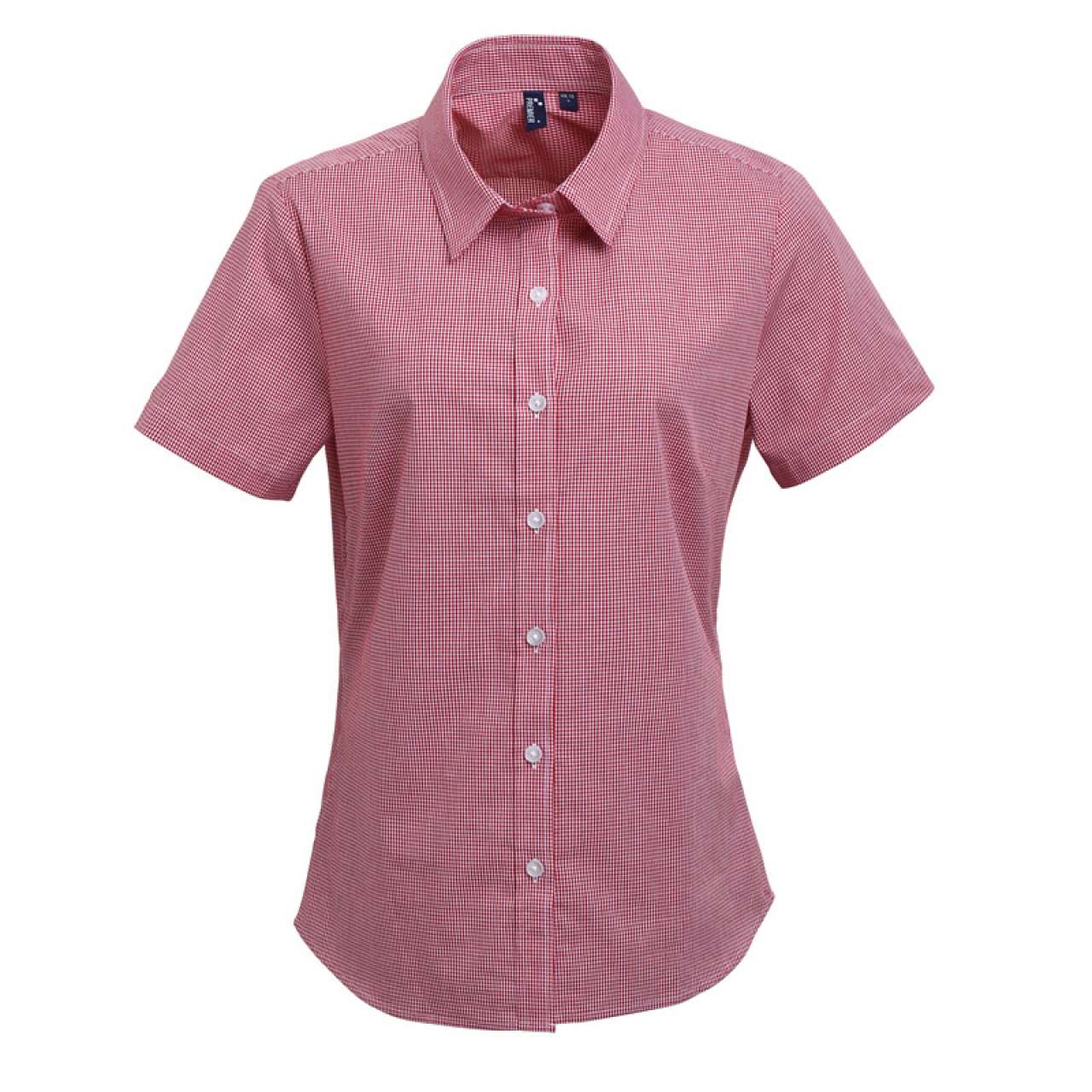 PR321 - WOMEN'S SHORT SLEEVE GINGHAM MICROCHECK SHIRT