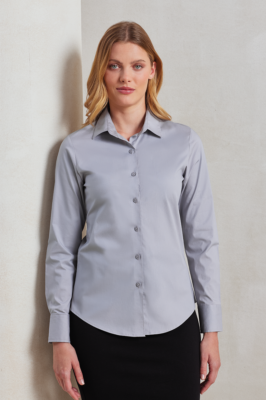 PR344 - WOMEN'S STRETCH-FIT COTTON POPLIN LONG SLEEVE SHIRT