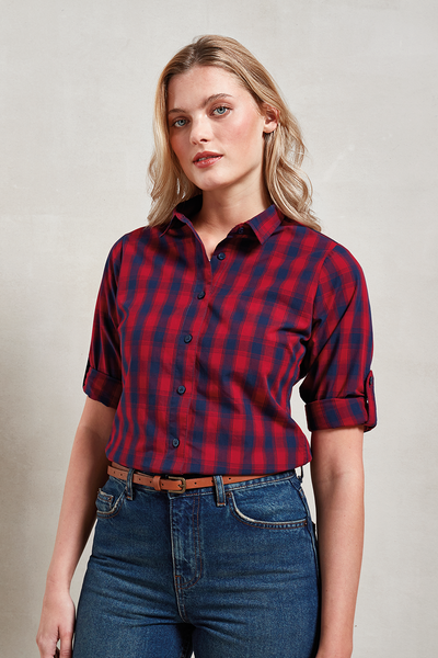 PR350 - 'MULLIGAN' CHECK - WOMEN'S LONG SLEEVE COTTON SHIRT