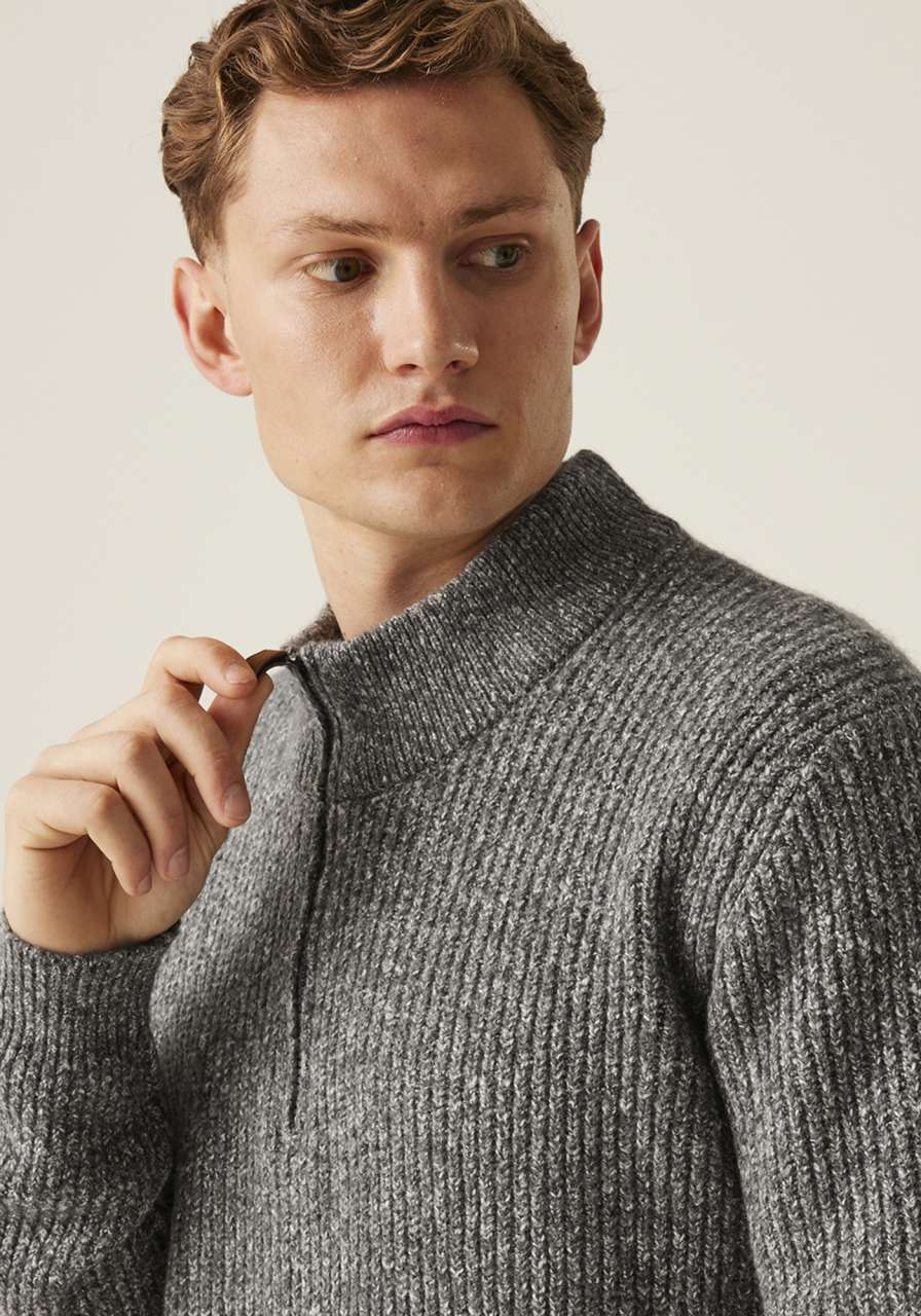 RETRF673 - SOLOMON ZIP-NECK KNITTED PULLOVER